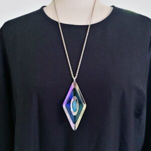 Oneida Vintage Necklace Pendant Stainless Steel Geometric